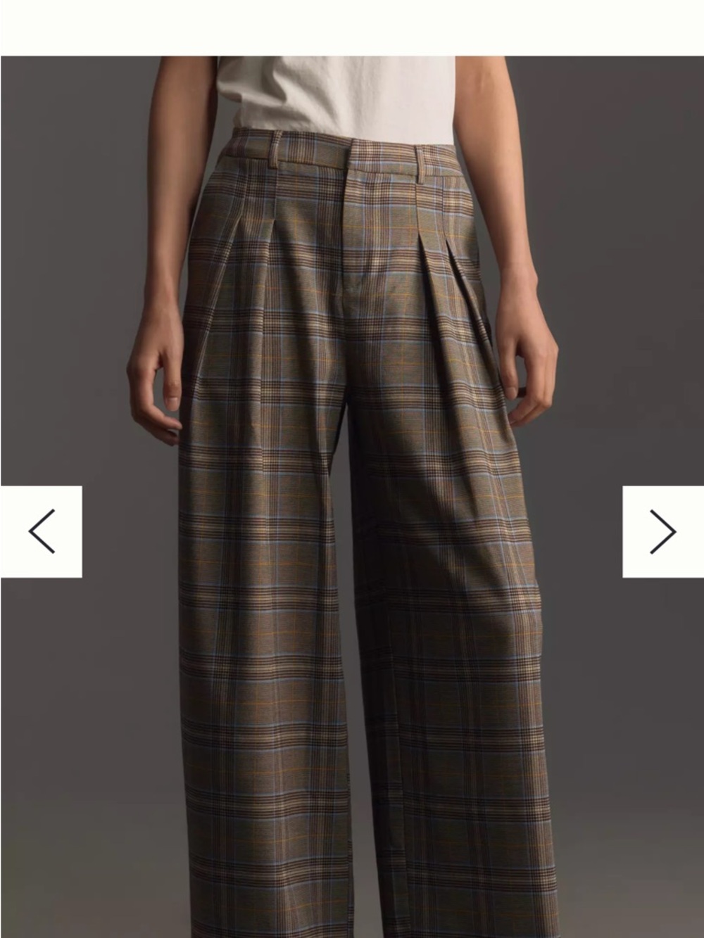 Maeve Brown Plaid Wide-Leg Trousers